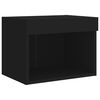 vidaXL Bedside Cabinets with LED Lights Wall-mounted 2 pcs Black