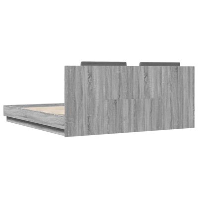 vidaXL Bed Frame with Headboard and LED Lights Grey Sonoma 180x200 cm Super King