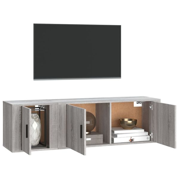 vidaXL 2 Piece TV Cabinet Set Grey Sonoma Engineered Wood