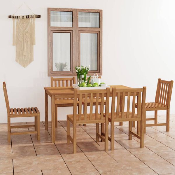 vidaXL 7 Piece Garden Dining Set 150x90 cm Solid Teak Wood