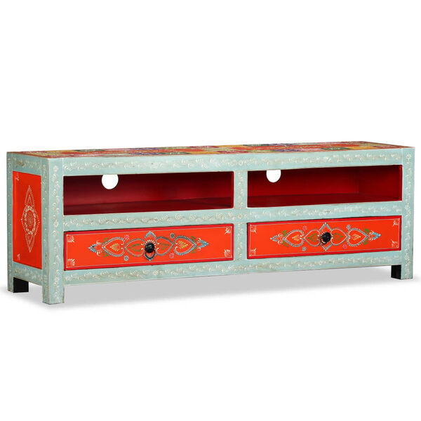 vidaXL TV Cabinet Solid Mango Wood Hand Painted