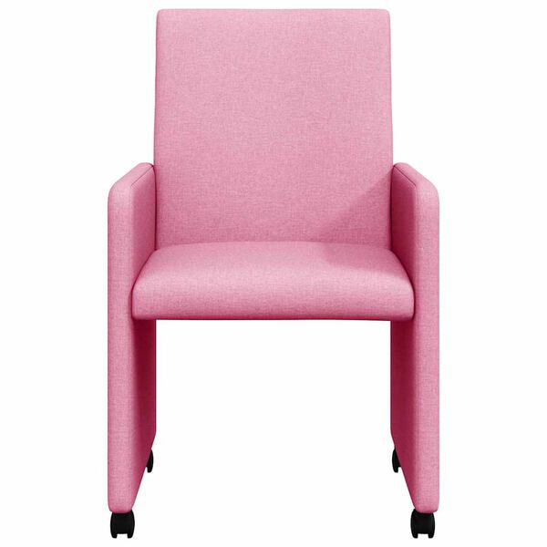 vidaXL Dining Chairs with Wheels 2 pcs Pink 57 x 66 x 94 cm Fabric