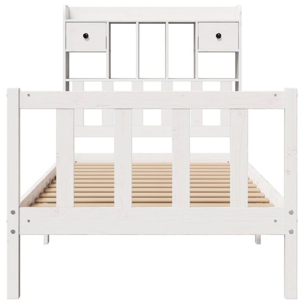 vidaXL Bookcase Bed without Mattress White 90x200 cm Solid Wood Pine