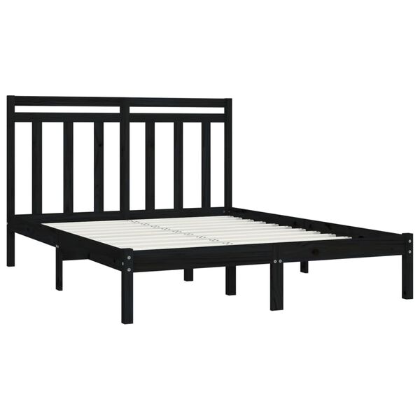 vidaXL Bed Frame without Mattress Black 140x190 cm Solid Wood