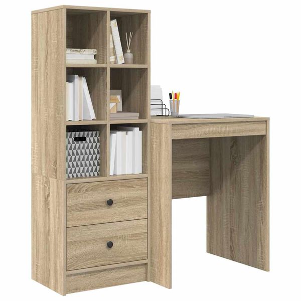 vidaXL Desk with Drawer 2 pcs Sonoma Oak