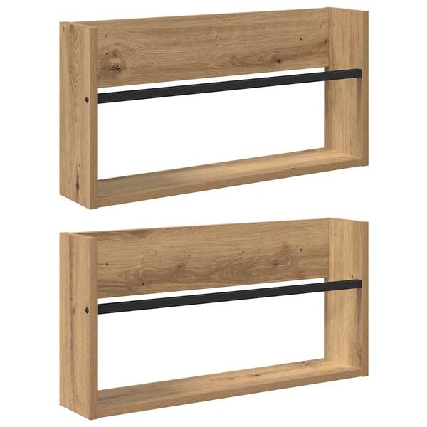 vidaXL Magazine Rack 2 pcs Artisan Oak 60 x 12 x 30 cm Engineered Wood