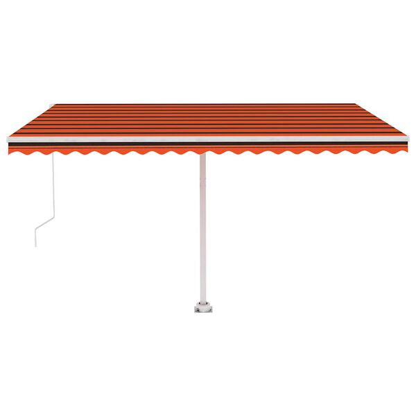 vidaXL Freestanding Manual Retractable Awning 450x350 cm Orange/Brown
