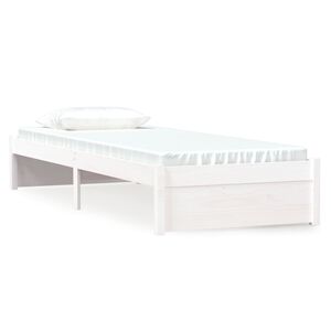 vidaXL Bed Frame without Mattress White Solid Wood 75x190 cm