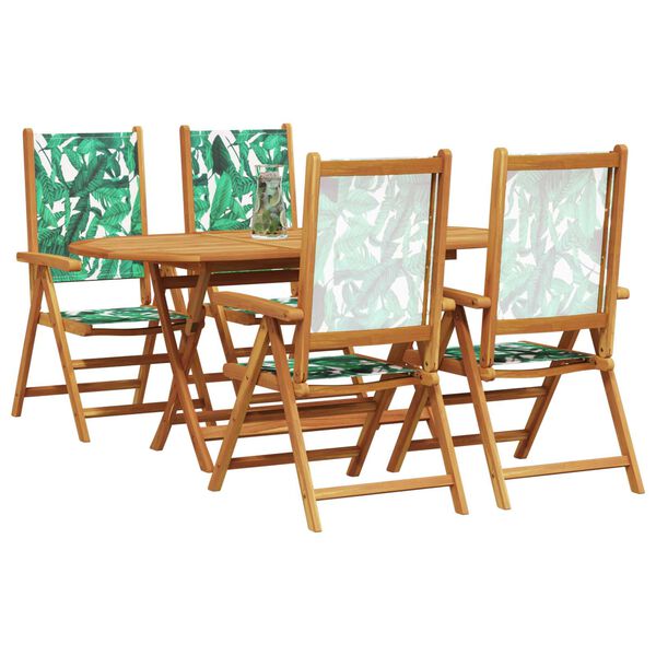 vidaXL Garden Dining Set Folding 5 pcs Leaf Pattern Solid Acacia Wood