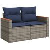 vidaXL Garden Sofa with Cushions 2-Seater Grey Poly Rattan
