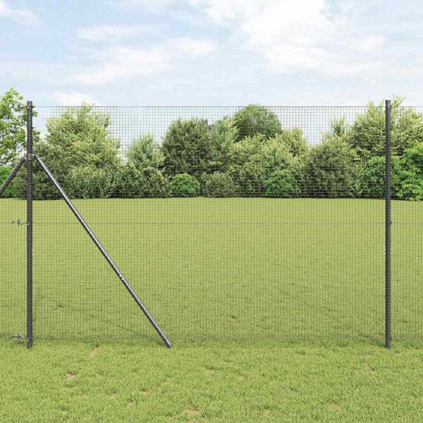 vidaXL Fence with Posts Grey 1.5 x 10 m Steel