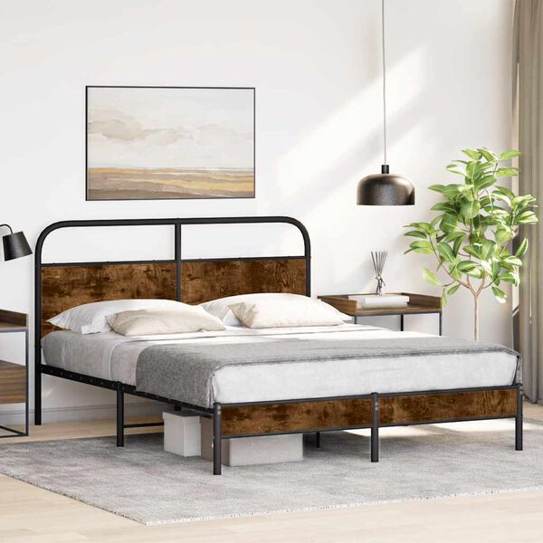 vidaXL Bed Frame Without Mattress 160x200 cm Smoked Oak Engineered Wood