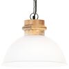 vidaXL Industrial Hanging Lamp White Round 32 cm E27 Solid Mango Wood