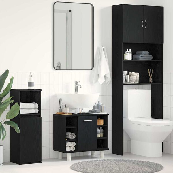vidaXL Bathroom Cabinet Black Oak 60 x 32 x 54 cm Engineered Wood