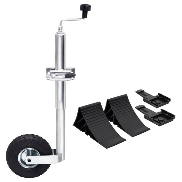 vidaXL Jockey Wheel 48 mm with 1 Split Clamp and Wheel Chocks