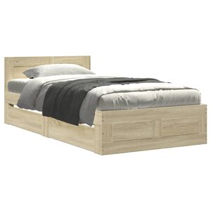 vidaXL Bed Frame with Headboard without Mattress Sonoma Oak 100x200 cm