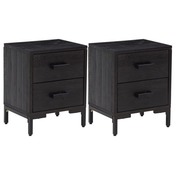 vidaXL Bedside Cabinets 2 pcs Black 36x30x45 cm Solid Wood Pine