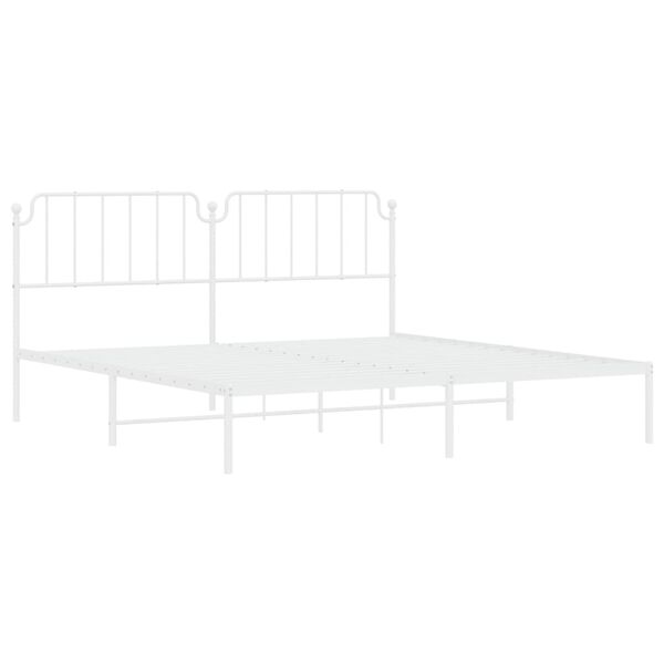 vidaXL Metal Bed Frame without Mattress with Headboard White 200x200cm