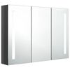 vidaXL LED Bathroom Mirror Cabinet 89x14x62 cm Shining Grey