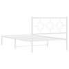 vidaXL Metal Bed Frame without Mattress with Headboard White 107x203cm