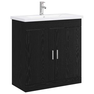 vidaXL Bathroom Furniture Set Black Oak 81 x 40 x 84.5 cm