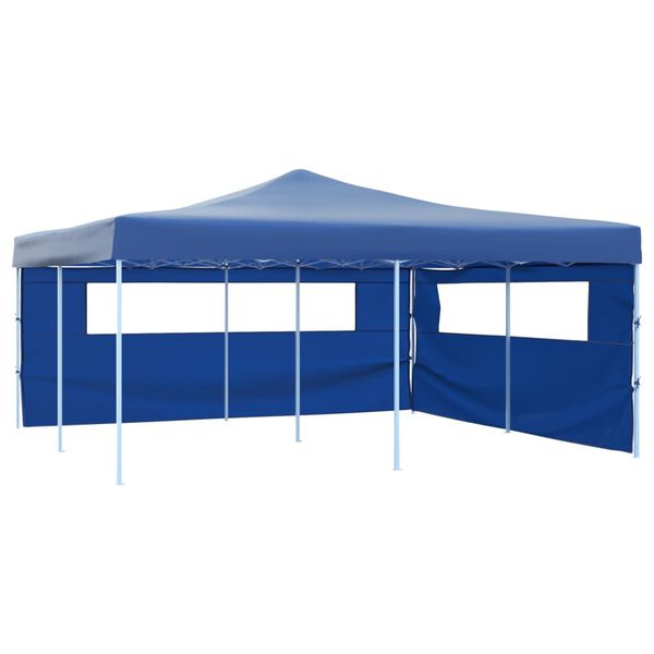 vidaXL Folding Gazebo with 2 Sidewalls 5x5 m Blue
