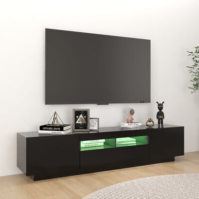 vidaXL TV Cabinet with LED Lights Black 180x35x40 cm