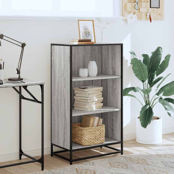 vidaXL Book Cabinet Grey Sonoma 60x35x107.5 cm Engineered Wood