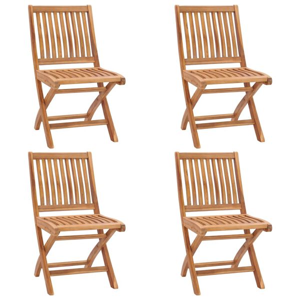 vidaXL Folding Garden Chairs 4 pcs Solid Teak Wood
