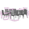 vidaXL 9 Piece Garden Dining Set with Cushions Black Poly Rattan