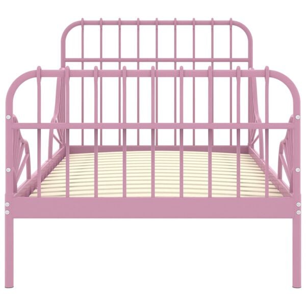 vidaXL Extendable Bed Frame without Mattress Pink Metal 80x130/200 cm