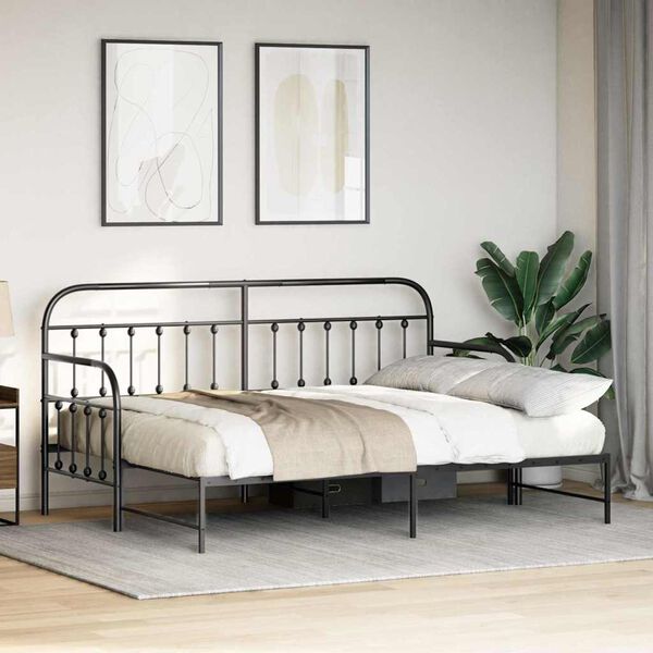 vidaXL Daybed Frame with Headboard Black 80 x 200 cm Steel