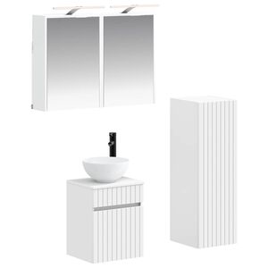vidaXL Bathroom Furniture Set 4 pcs White Engineered Wood and Glass