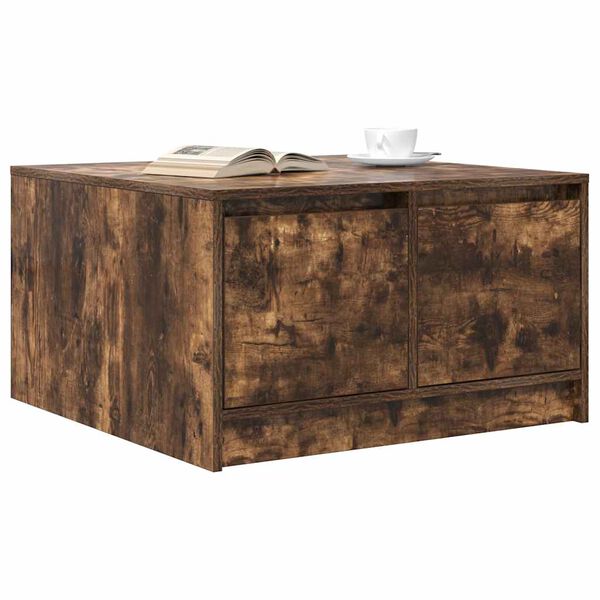 vidaXL Coffee Table with Drawers Smoked Oak 70.5x70x40 cm