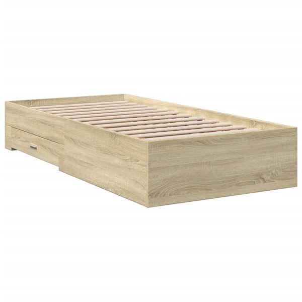 vidaXL Bed Frame with Drawers without Mattress Sonoma Oak 100x200 cm