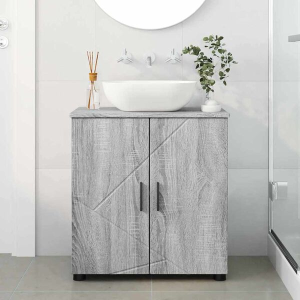 vidaXL Bathroom Cabinet with Storage Grey Sonoma 61 x 35 x 64 cm