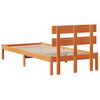 vidaXL Bed Frame with Headboard Brown 75 x 190 cm Solid Pine wood