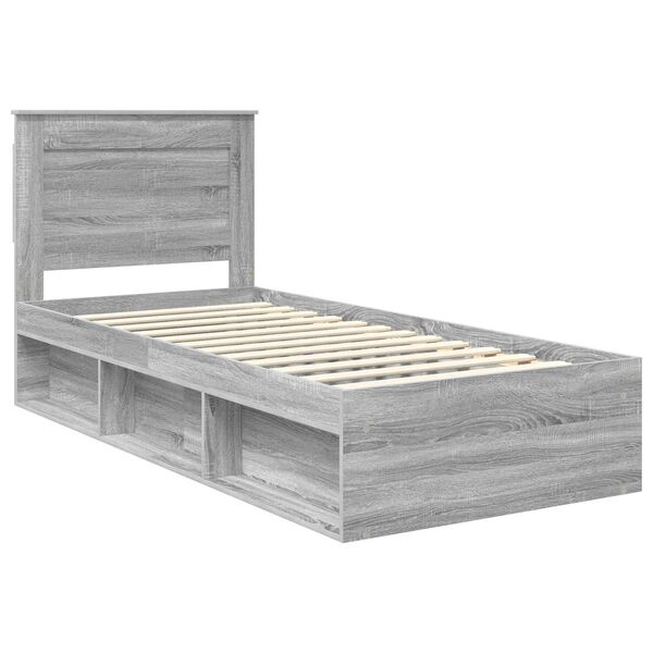 vidaXL Bed Frame with Drawer Grey Sonoma 90 x 200 cm Solid Pine Wood