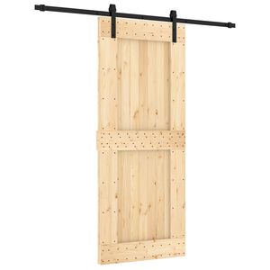 vidaXL Sliding Door Natural and Black 85 x 210 cm Solid Pine Wood