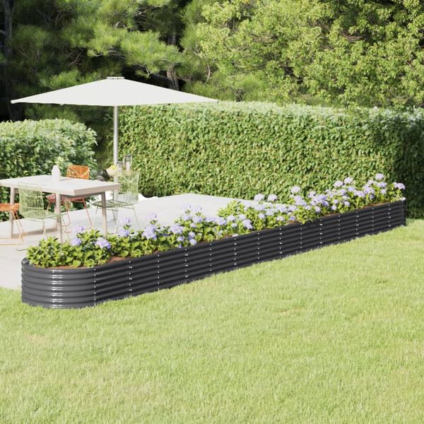 vidaXL Garden Raised Bed Galvanised Steel 620x80x36 cm Anthracite