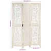 vidaXL Hand carved 3-Panel Room Divider White 120x165 cm Solid Mango Wood