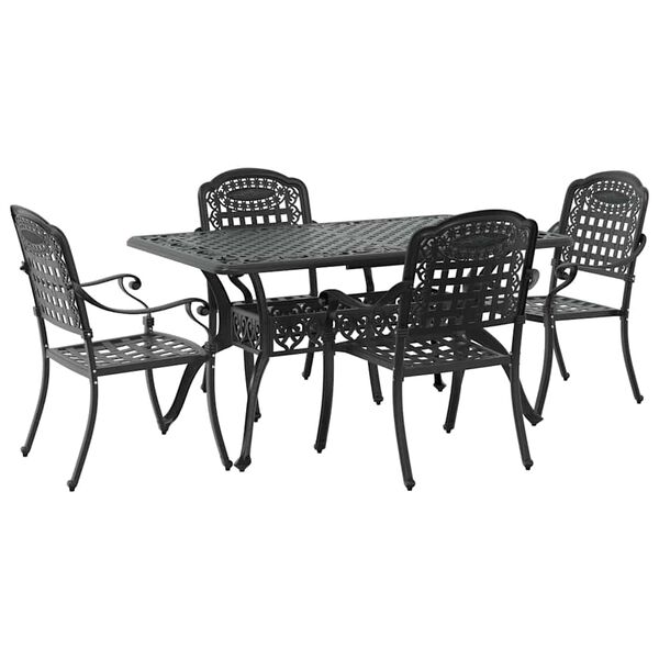 vidaXL Garden Dining Set 5 pcs Black Aluminium