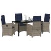 vidaXL Garden Dining Set with Cushion 5 pcs Grey Poly Rattan