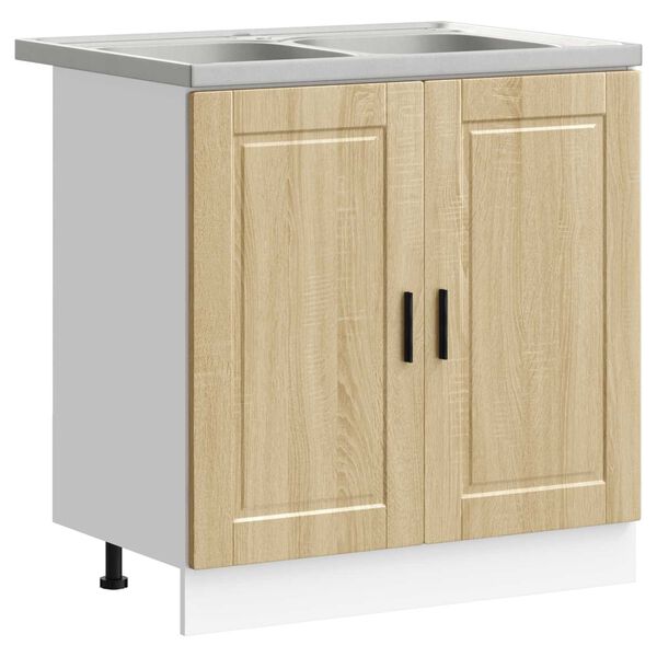 vidaXL Sink Base Cabinet with Door Porto 2 pcs Brown Engineered wood