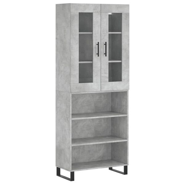 vidaXL Highboard Concrete Grey 69.5x34x180 cm Engineered Wood