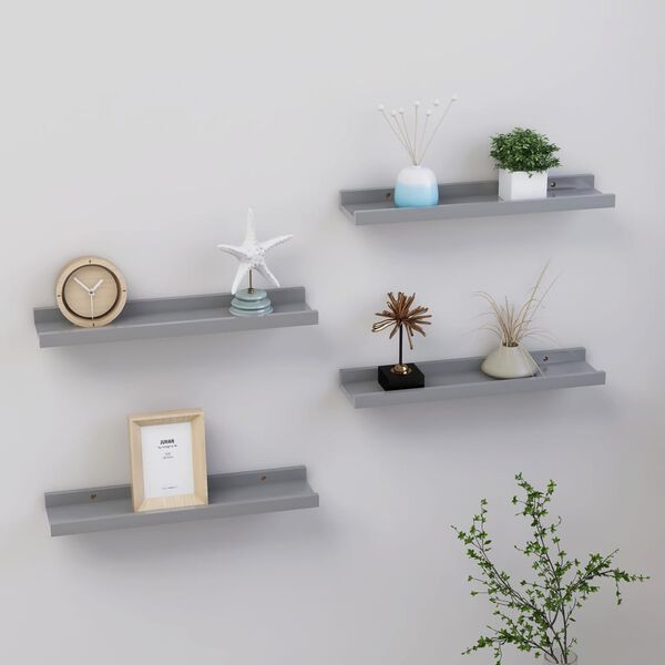 vidaXL Wall Shelves 4 pcs Grey 40x9x3 cm