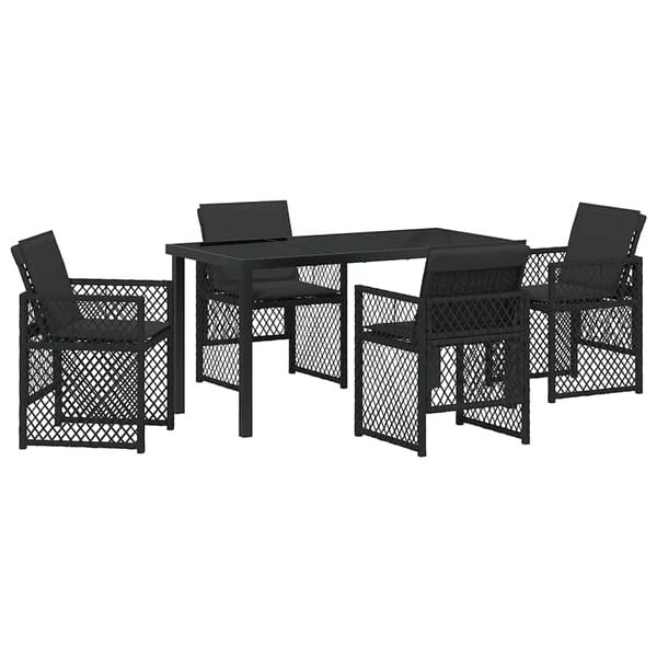vidaXL Garden Dining Set 5 pcs Black Poly Rattan