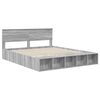 vidaXL Bed Frame with Shelf Grey Sonoma 200 x 200 cm Engineered Wood