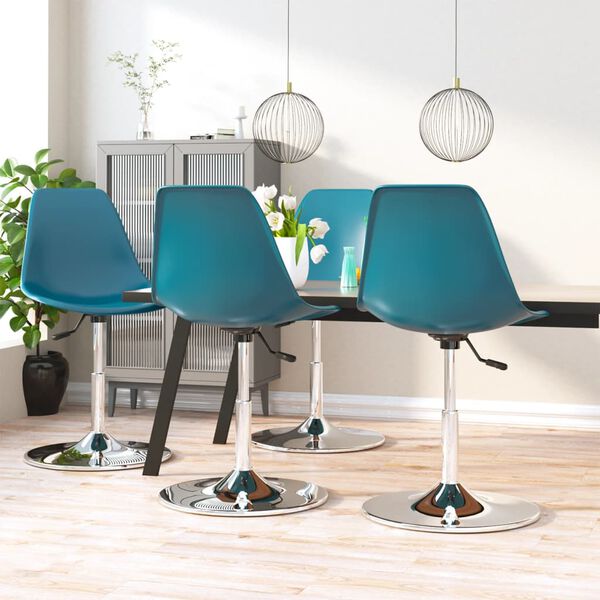 vidaXL Swivel Dining Chairs 4 pcs Turquoise PP