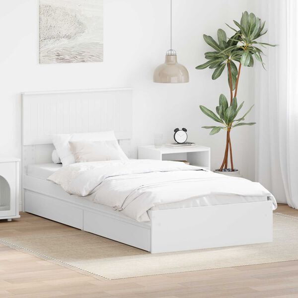 vidaXL Storage Bed with Headboard White 90 x 190 cm Engineered Wood